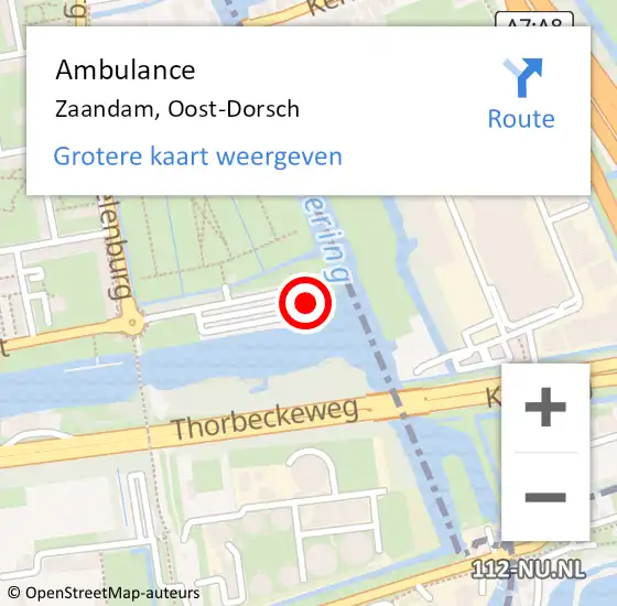 Locatie op kaart van de 112 melding: Ambulance Zaandam, Oost-Dorsch op 20 januari 2024 01:37