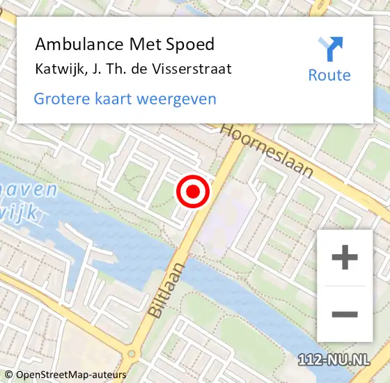 Locatie op kaart van de 112 melding: Ambulance Met Spoed Naar Katwijk, J. Th. de Visserstraat op 20 januari 2024 03:00