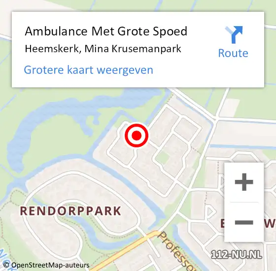 Locatie op kaart van de 112 melding: Ambulance Met Grote Spoed Naar Heemskerk, Mina Krusemanpark op 20 januari 2024 04:29