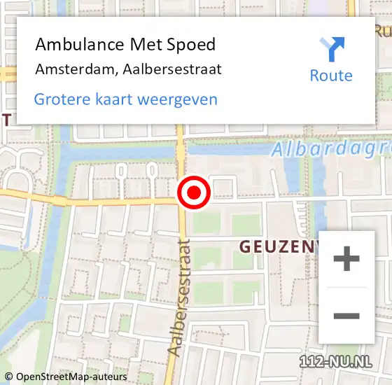 Locatie op kaart van de 112 melding: Ambulance Met Spoed Naar Amsterdam, Aalbersestraat op 20 januari 2024 05:21