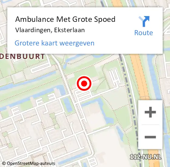 Locatie op kaart van de 112 melding: Ambulance Met Grote Spoed Naar Vlaardingen, Eksterlaan op 20 januari 2024 05:50