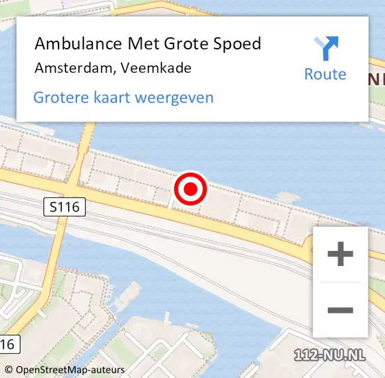 Locatie op kaart van de 112 melding: Ambulance Met Grote Spoed Naar Amsterdam, Veemkade op 20 januari 2024 07:34