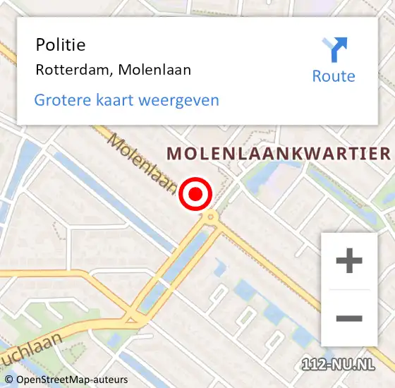 Locatie op kaart van de 112 melding: Politie Rotterdam, Molenlaan op 20 januari 2024 08:55