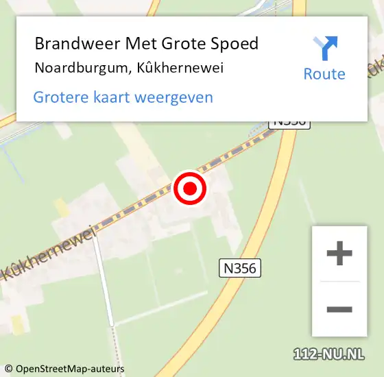 Locatie op kaart van de 112 melding: Brandweer Met Grote Spoed Naar Noardburgum, Kûkhernewei op 20 januari 2024 09:36