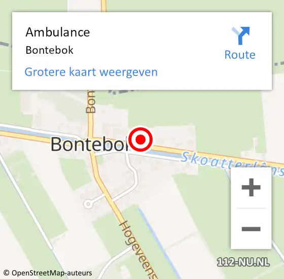 Locatie op kaart van de 112 melding: Ambulance Bontebok op 22 september 2014 19:29