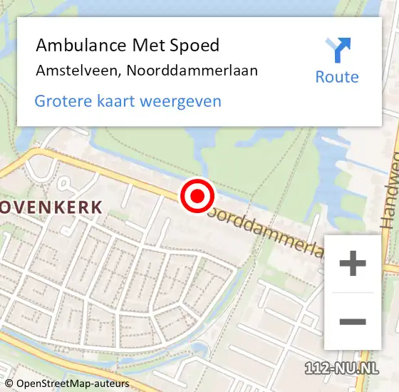Locatie op kaart van de 112 melding: Ambulance Met Spoed Naar Amstelveen, Noorddammerlaan op 20 januari 2024 11:09