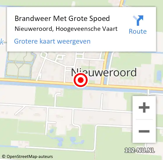 Locatie op kaart van de 112 melding: Brandweer Met Grote Spoed Naar Nieuweroord, Hoogeveensche Vaart op 20 januari 2024 12:38