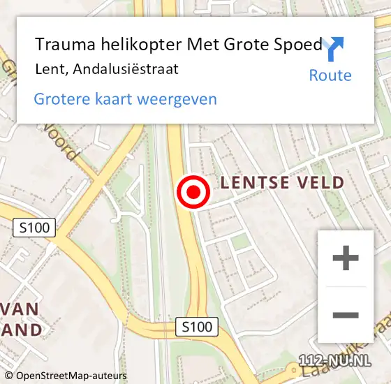 Locatie op kaart van de 112 melding: Trauma helikopter Met Grote Spoed Naar Lent, Andalusiëstraat op 20 januari 2024 12:46