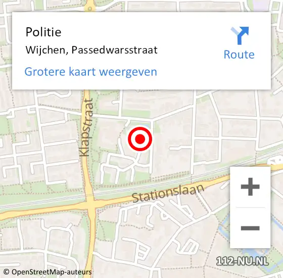 Locatie op kaart van de 112 melding: Politie Wijchen, Passedwarsstraat op 20 januari 2024 13:16