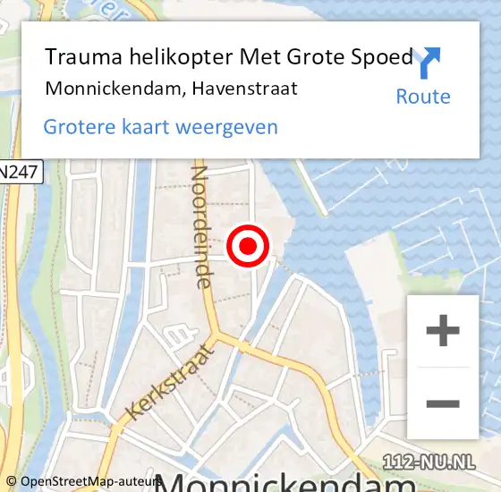 Locatie op kaart van de 112 melding: Trauma helikopter Met Grote Spoed Naar Monnickendam, Havenstraat op 20 januari 2024 13:44