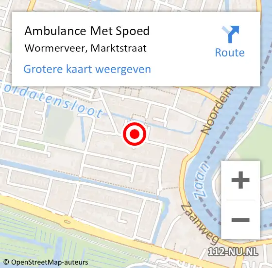 Locatie op kaart van de 112 melding: Ambulance Met Spoed Naar Wormerveer, Marktstraat op 20 januari 2024 13:56