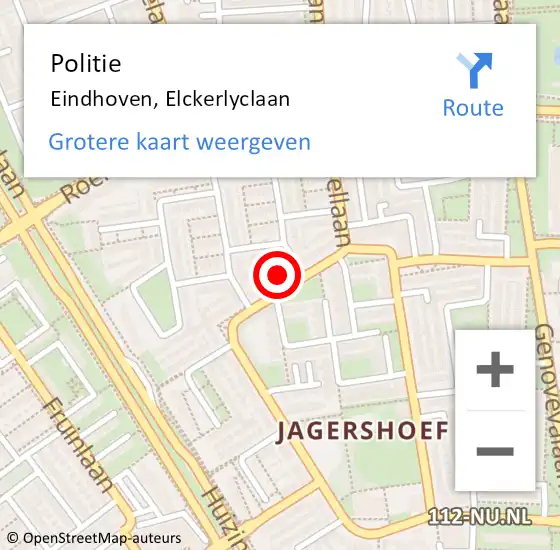 Locatie op kaart van de 112 melding: Politie Eindhoven, Elckerlyclaan op 20 januari 2024 14:32