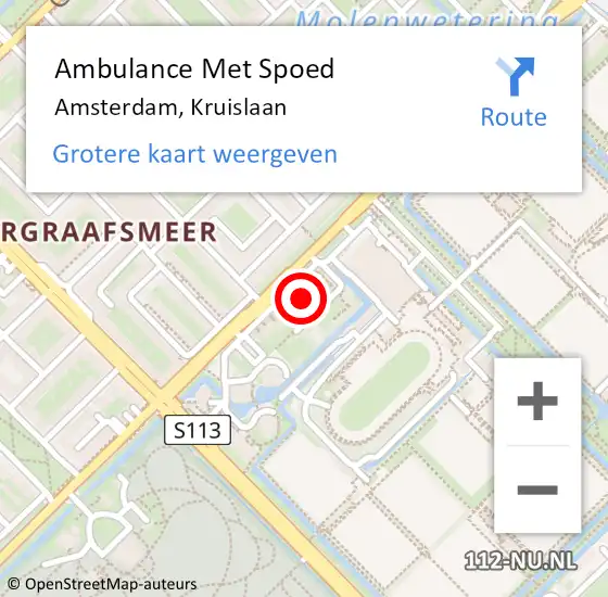 Locatie op kaart van de 112 melding: Ambulance Met Spoed Naar Amsterdam, Kruislaan op 20 januari 2024 14:32