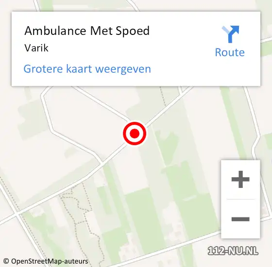 Locatie op kaart van de 112 melding: Ambulance Met Spoed Naar Varik op 20 januari 2024 15:40