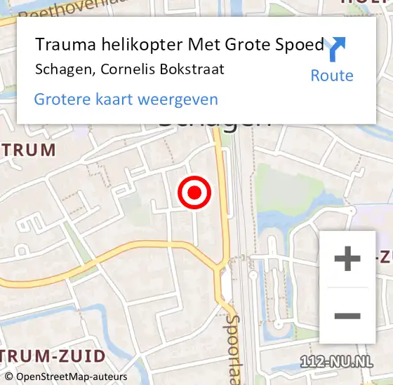 Locatie op kaart van de 112 melding: Trauma helikopter Met Grote Spoed Naar Schagen, Cornelis Bokstraat op 20 januari 2024 15:49