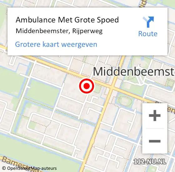 Locatie op kaart van de 112 melding: Ambulance Met Grote Spoed Naar Middenbeemster, Rijperweg op 20 januari 2024 15:57