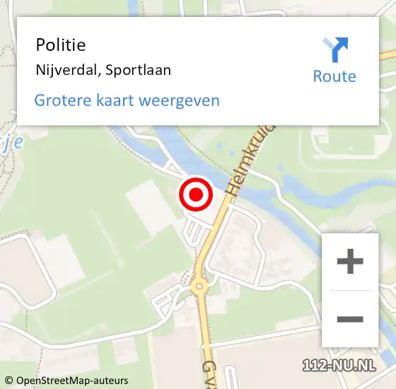 Locatie op kaart van de 112 melding: Politie Nijverdal, Sportlaan op 20 januari 2024 15:59