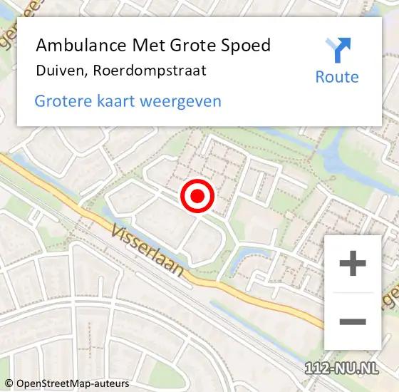 Locatie op kaart van de 112 melding: Ambulance Met Grote Spoed Naar Duiven, Roerdompstraat op 22 september 2014 20:25