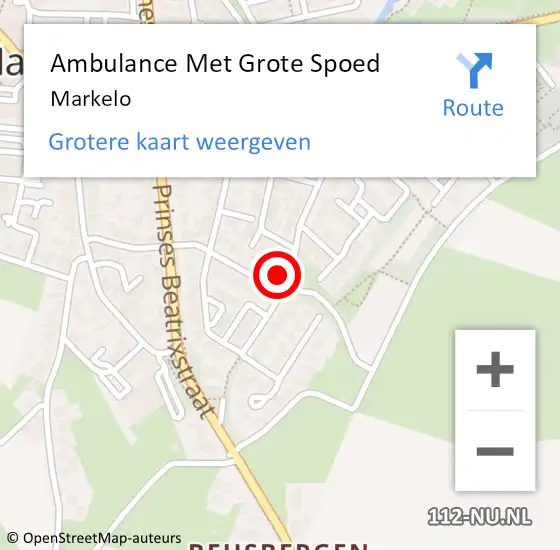 Locatie op kaart van de 112 melding: Ambulance Met Grote Spoed Naar Markelo op 20 januari 2024 17:05