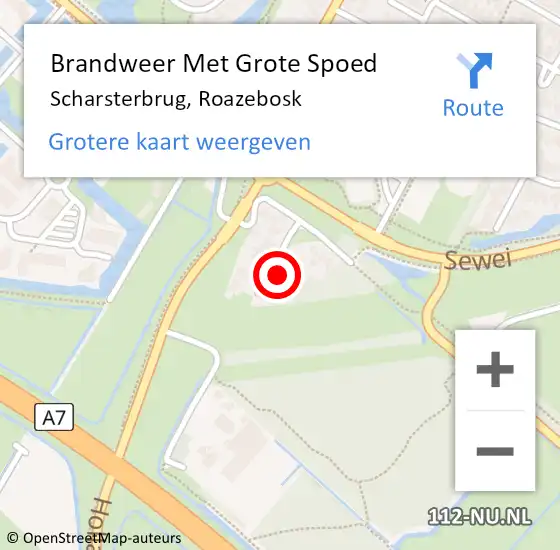 Locatie op kaart van de 112 melding: Brandweer Met Grote Spoed Naar Scharsterbrug, Roazebosk op 20 januari 2024 17:31