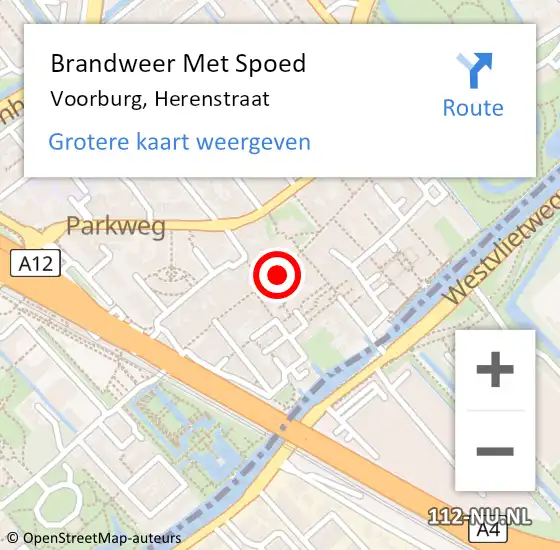Locatie op kaart van de 112 melding: Brandweer Met Spoed Naar Voorburg, Herenstraat op 20 januari 2024 17:45