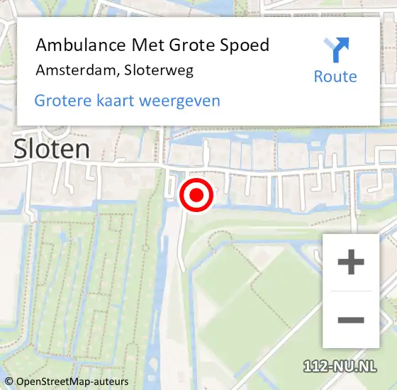 Locatie op kaart van de 112 melding: Ambulance Met Grote Spoed Naar Amsterdam, Sloterweg op 20 januari 2024 17:48