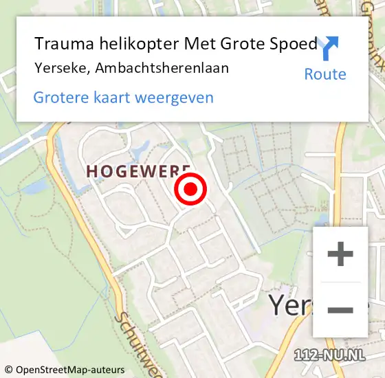 Locatie op kaart van de 112 melding: Trauma helikopter Met Grote Spoed Naar Yerseke, Ambachtsherenlaan op 20 januari 2024 19:52