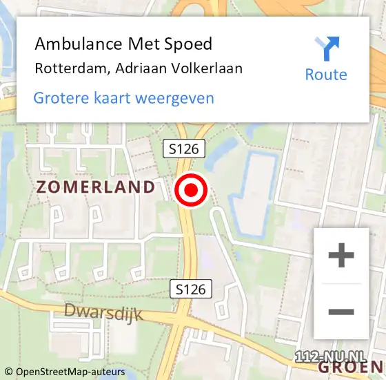 Locatie op kaart van de 112 melding: Ambulance Met Spoed Naar Rotterdam, Adriaan Volkerlaan op 20 januari 2024 20:48