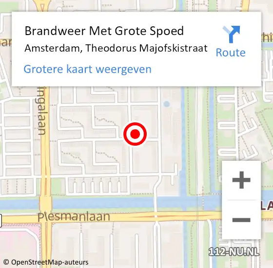 Locatie op kaart van de 112 melding: Brandweer Met Grote Spoed Naar Amsterdam, Theodorus Majofskistraat op 20 januari 2024 21:49