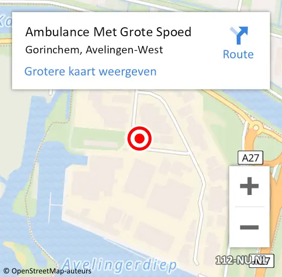 Locatie op kaart van de 112 melding: Ambulance Met Grote Spoed Naar Gorinchem, Avelingen-West op 20 januari 2024 21:53
