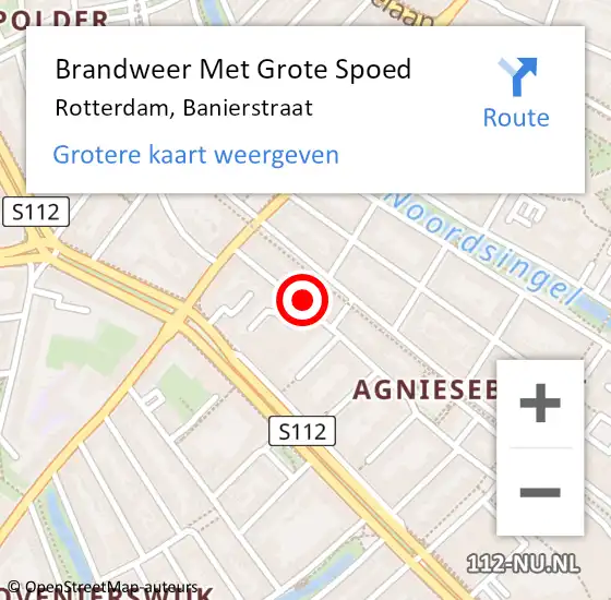 Locatie op kaart van de 112 melding: Brandweer Met Grote Spoed Naar Rotterdam, Banierstraat op 20 januari 2024 22:29