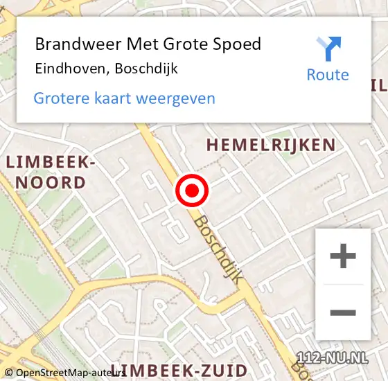 Locatie op kaart van de 112 melding: Brandweer Met Grote Spoed Naar Eindhoven, Boschdijk op 20 januari 2024 22:39