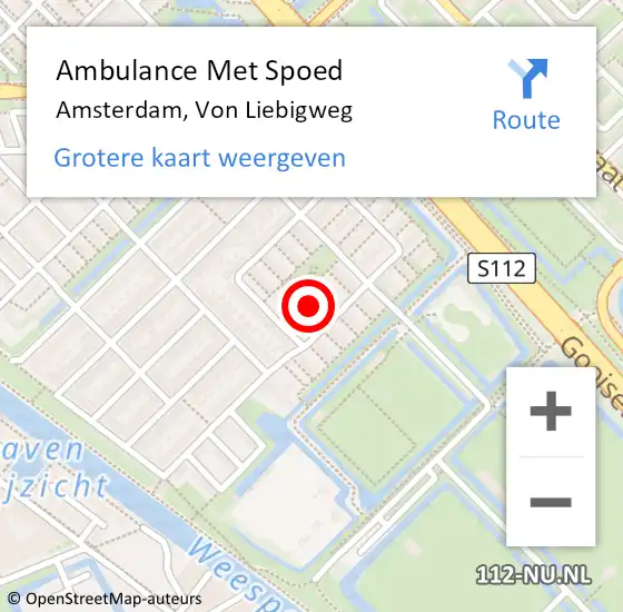Locatie op kaart van de 112 melding: Ambulance Met Spoed Naar Amsterdam, Von Liebigweg op 20 januari 2024 23:12