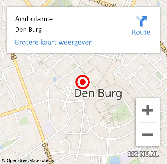 Locatie op kaart van de 112 melding: Ambulance Den Burg op 20 januari 2024 23:36