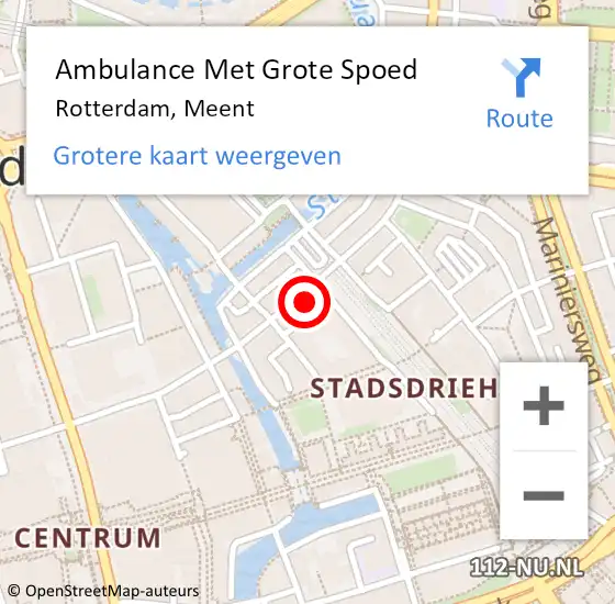 Locatie op kaart van de 112 melding: Ambulance Met Grote Spoed Naar Rotterdam, Meent op 21 januari 2024 00:07