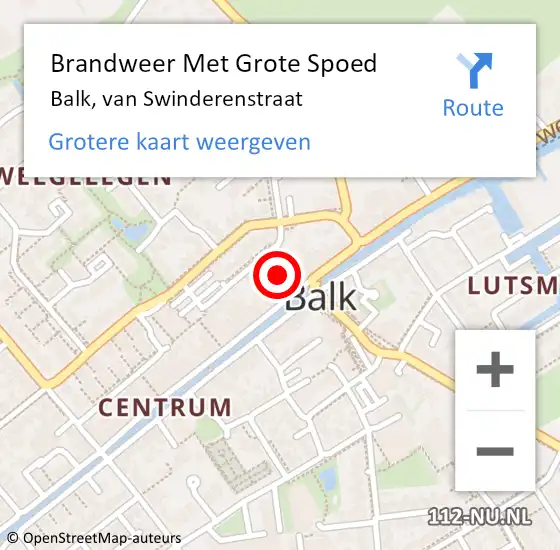 Locatie op kaart van de 112 melding: Brandweer Met Grote Spoed Naar Balk, van Swinderenstraat op 21 januari 2024 00:08
