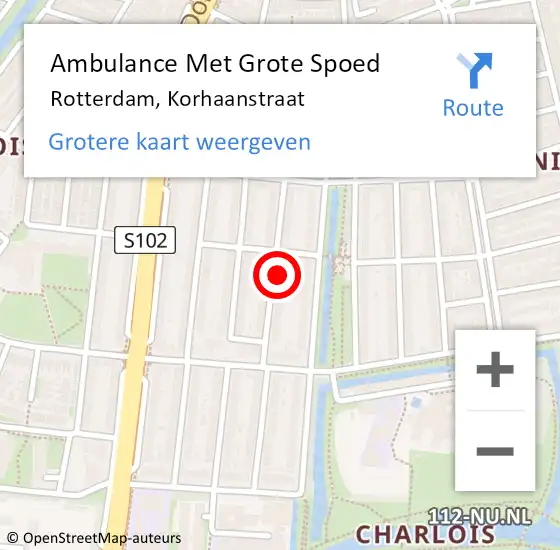 Locatie op kaart van de 112 melding: Ambulance Met Grote Spoed Naar Rotterdam, Korhaanstraat op 21 januari 2024 01:06