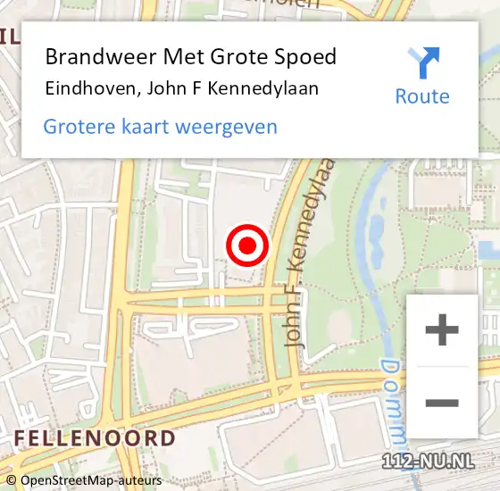Locatie op kaart van de 112 melding: Brandweer Met Grote Spoed Naar Eindhoven, John F Kennedylaan op 21 januari 2024 02:59
