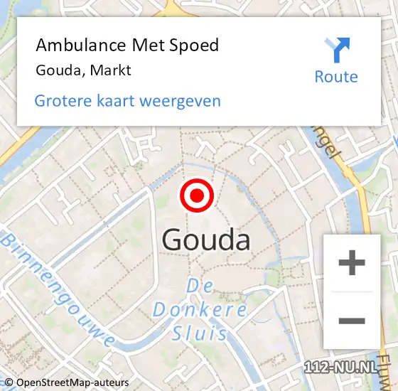 Locatie op kaart van de 112 melding: Ambulance Met Spoed Naar Gouda, Markt op 21 januari 2024 03:28