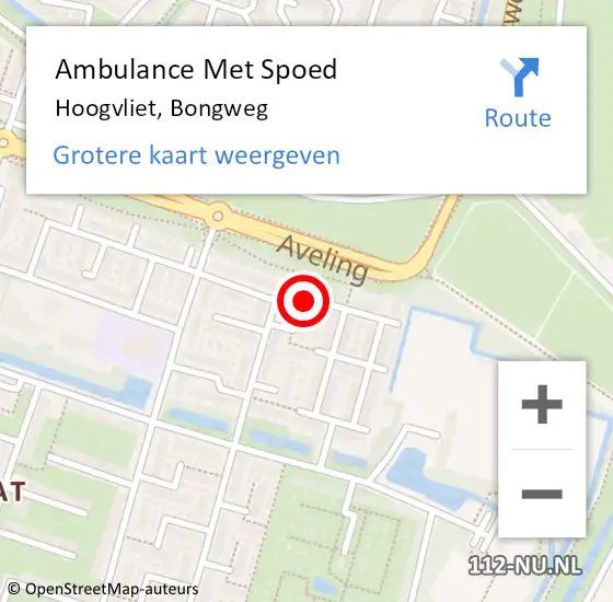 Locatie op kaart van de 112 melding: Ambulance Met Spoed Naar Hoogvliet, Bongweg op 21 januari 2024 03:29