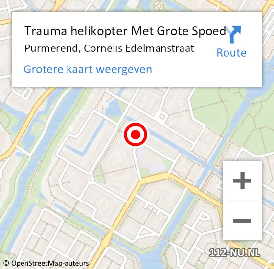 Locatie op kaart van de 112 melding: Trauma helikopter Met Grote Spoed Naar Purmerend, Cornelis Edelmanstraat op 21 januari 2024 03:34