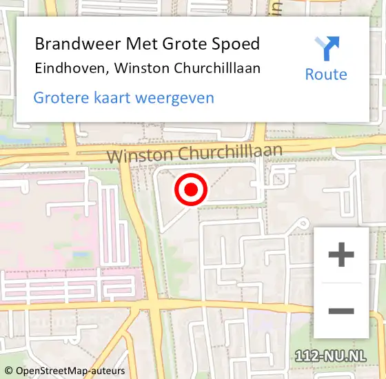 Locatie op kaart van de 112 melding: Brandweer Met Grote Spoed Naar Eindhoven, Winston Churchilllaan op 21 januari 2024 03:52