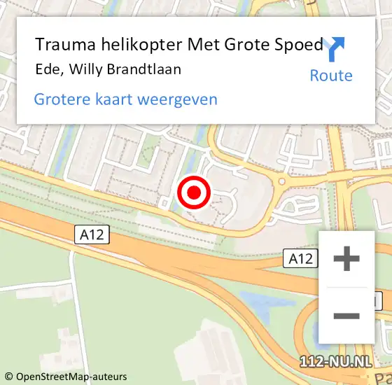 Locatie op kaart van de 112 melding: Trauma helikopter Met Grote Spoed Naar Ede, Willy Brandtlaan op 21 januari 2024 06:19
