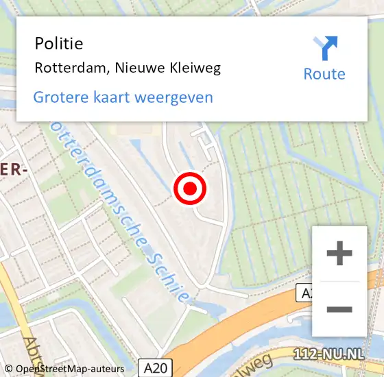 Locatie op kaart van de 112 melding: Politie Rotterdam, Nieuwe Kleiweg op 21 januari 2024 07:07