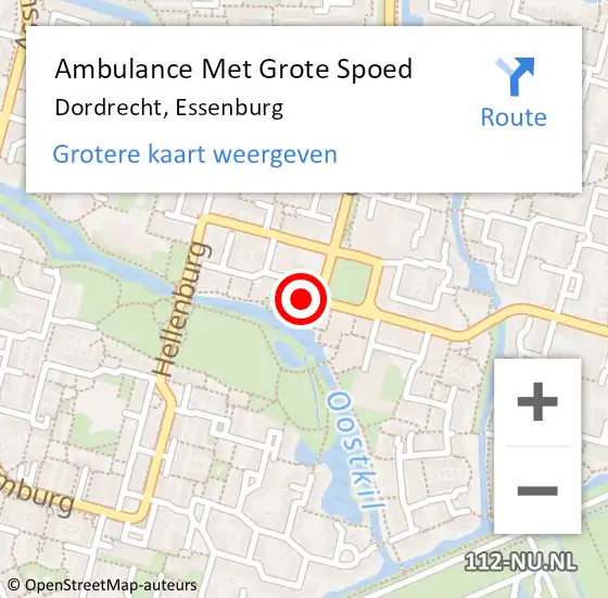 Locatie op kaart van de 112 melding: Ambulance Met Grote Spoed Naar Dordrecht, Essenburg op 21 januari 2024 07:38