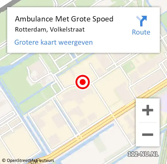Locatie op kaart van de 112 melding: Ambulance Met Grote Spoed Naar Rotterdam, Volkelstraat op 21 januari 2024 07:53