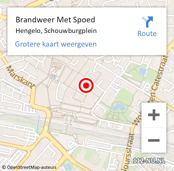 Locatie op kaart van de 112 melding: Brandweer Met Spoed Naar Hengelo, Schouwburgplein op 22 september 2014 22:18