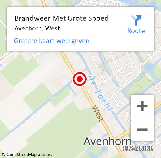 Locatie op kaart van de 112 melding: Brandweer Met Grote Spoed Naar Avenhorn, West op 21 januari 2024 10:34