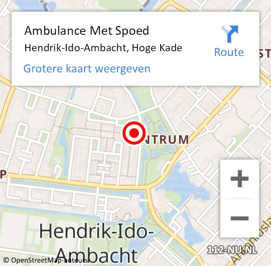 Locatie op kaart van de 112 melding: Ambulance Met Spoed Naar Hendrik-Ido-Ambacht, Hoge Kade op 21 januari 2024 12:11