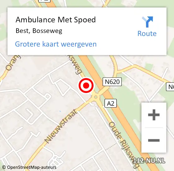 Locatie op kaart van de 112 melding: Ambulance Met Spoed Naar Best, Bosseweg op 21 januari 2024 12:37
